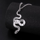 Vintage Ouroboros Serpent Pendant Gothic Chain Necklace