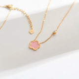 Sunflower Mother of Pearl Charm Necklace and Earring Set