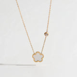 Sunflower Mother of Pearl Charm Necklace and Earring Set