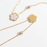 Sunflower Mother of Pearl Charm Necklace and Earring Set