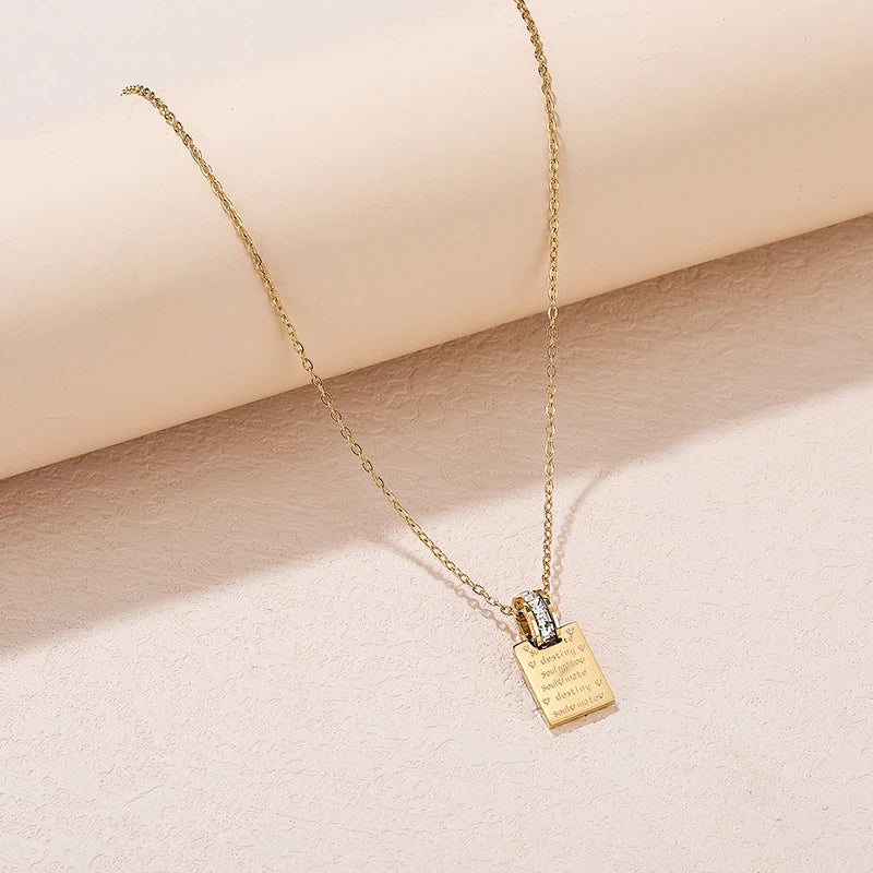 Love Text Charm Necklace with Crystal Ladies' Teperament Choker Necklace