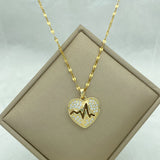 Stainless Steel Heart Butterfly Pendant Necklace for Women