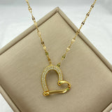Stainless Steel Heart Butterfly Pendant Necklace for Women