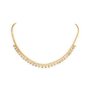 Circle Zircon Pendant Necklace Stainless Steel Choker Chain Jewelry