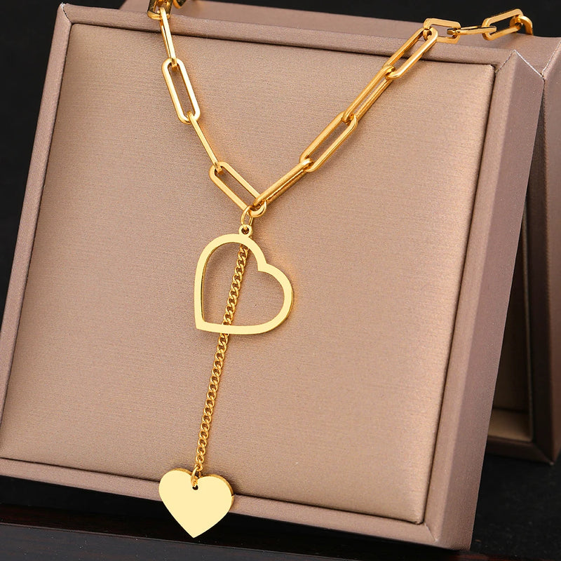 Stainless Steel Necklaces Sweetheart Pendant Chains Choker Necklace