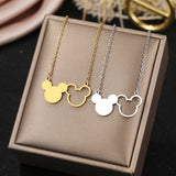 Anime Cartoon Two Mouse Pendants Choker Stainless Steel Necklace