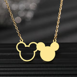 Anime Cartoon Two Mouse Pendants Choker Stainless Steel Necklace