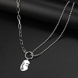 Stainless Steel Abstract Beauty Face Pendant Necklace for Women