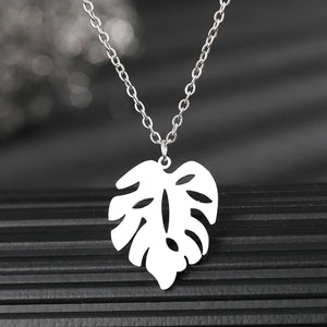 Stainless Steel Leaf Pendant Choker Necklace for Wedding Party