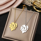 Stainless Steel Leaf Pendant Choker Necklace for Wedding Party
