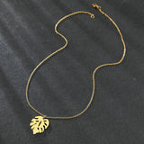 Stainless Steel Leaf Pendant Choker Necklace for Wedding Party