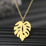 Stainless Steel Leaf Pendant Choker Necklace for Wedding Party