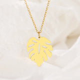 Stainless Steel Leaf Pendant Choker Necklace for Wedding Party