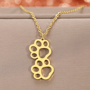 Cartoon Dog Paw Pendant Stainless Steel Necklace