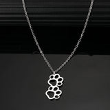 Cartoon Dog Paw Pendant Stainless Steel Necklace