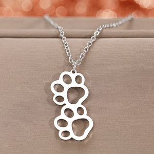 Cartoon Dog Paw Pendant Stainless Steel Necklace