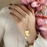 Cat Fishing Stainless Steel Necklace Chain Collar Hip Hop Jewelry