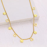 Stainless Steel Clover Heart Pendant Necklace for Women