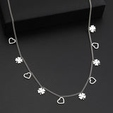 Stainless Steel Clover Heart Pendant Necklace for Women