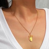Fairy Tale Angel Heart Pendant Steel Necklace