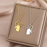 Fairy Tale Angel Heart Pendant Steel Necklace