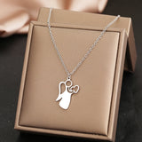 Fairy Tale Angel Heart Pendant Steel Necklace