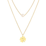 Stainless Steel Multi-layer Pearl Clover Necklace for Women