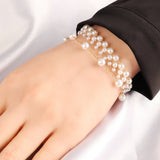 Stainless Steel Women's Choker Necklace Pearl Strand Beads Neck Chain Jewelry