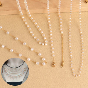 Stainless Steel Women's Pearl Choker Necklace