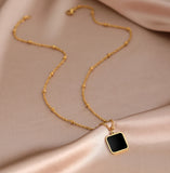 Stainless Steel Necklaces Geometric Elegance Heart Round Pendants