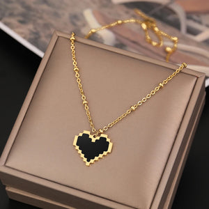 Stainless Steel Necklaces Geometric Elegance Heart Round Pendants