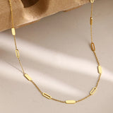 Stainless Steel Geometric Round Rectangle Choker Chain Necklace