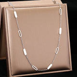 Stainless Steel Geometric Round Rectangle Choker Chain Necklace