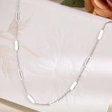 Stainless Steel Geometric Round Rectangle Choker Chain Necklace