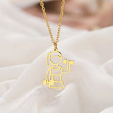 Stainless Steel Dumbbell Pendant Necklace for Girls