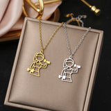 Stainless Steel Dumbbell Pendant Necklace for Girls