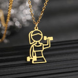 Stainless Steel Dumbbell Pendant Necklace for Girls
