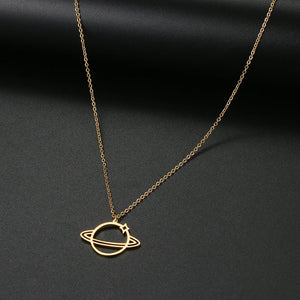 Stainless Steel Gothic Planetary Universe Pendant Chain Necklace