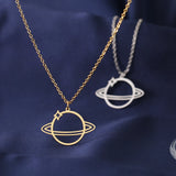 Stainless Steel Gothic Planetary Universe Pendant Chain Necklace