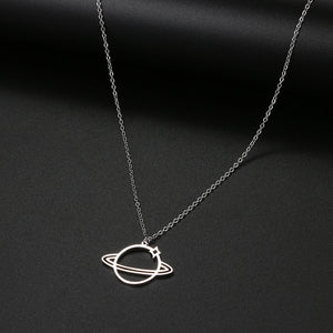 Stainless Steel Gothic Planetary Universe Pendant Chain Necklace