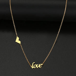 Stainless Steel Heart Love Pendant Choker Necklace for Women