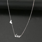 Stainless Steel Heart Love Pendant Choker Necklace for Women