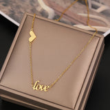 Stainless Steel Heart Love Pendant Choker Necklace for Women