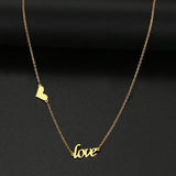 Stainless Steel Heart Love Pendant Choker Necklace for Women