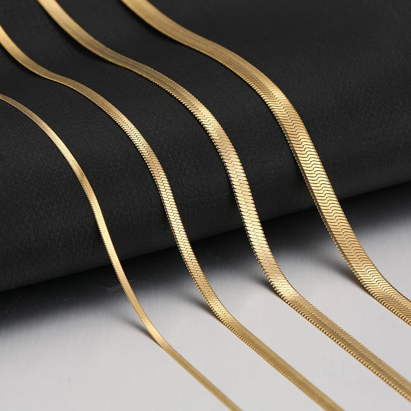 Stainless Steel Herringbone Blade Snake Chain Necklace for Men and Women