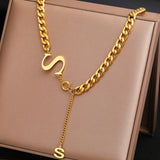 Stainless Steel Letters Pendant Cuban Chains Necklace