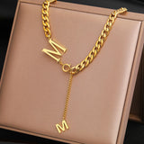 Stainless Steel Letters Pendant Cuban Chains Necklace