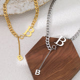 Stainless Steel Letters Pendant Cuban Chains Necklace