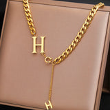 Stainless Steel Letters Pendant Cuban Chains Necklace