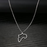 Africa Map Stainless Steel Choker Necklace for Women Girls